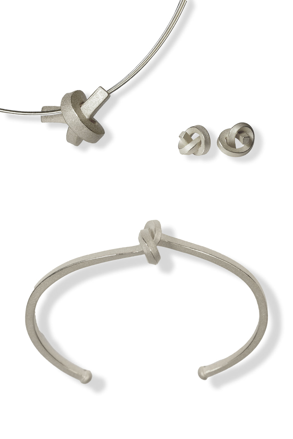 SET: Knoten (Silber) für Hals, Arm und Ohr