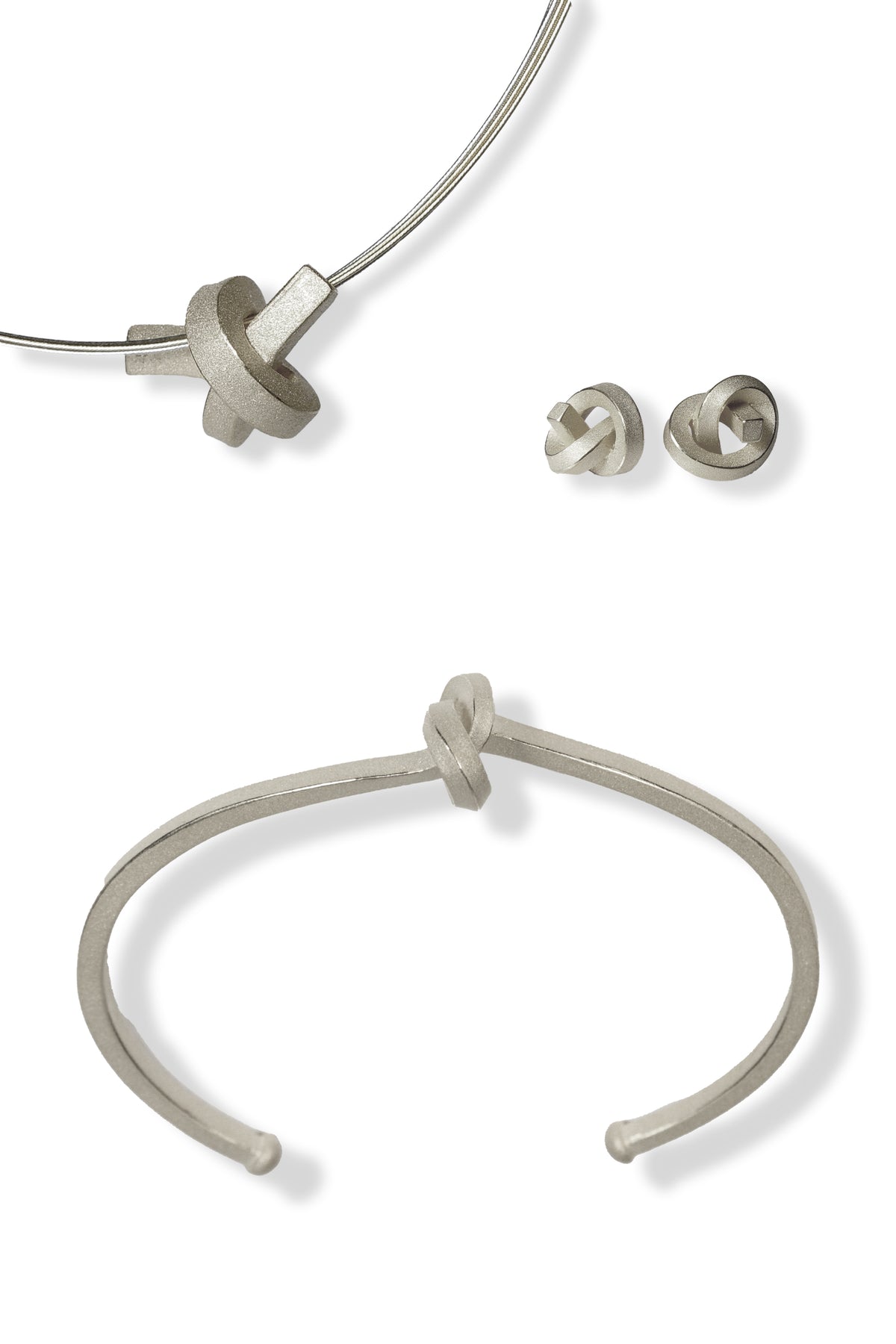 SET: Knoten (Silber) für Hals, Arm und Ohr